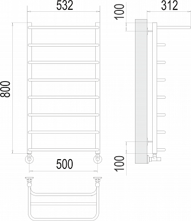 Полка П8 500х800  Полотенцесушитель  TERMINUS Энгельс - фото 3