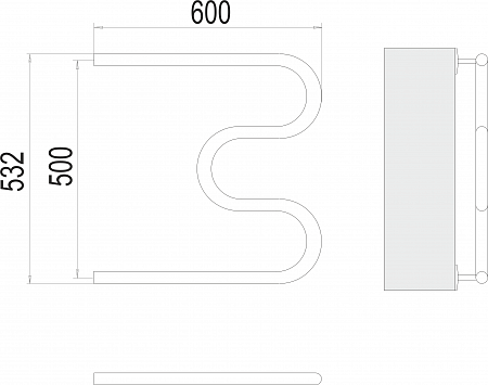 М-обр AISI 32х2 500х600 Полотенцесушитель  TERMINUS Энгельс - фото 3