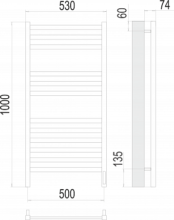 Енисей П12 500х1000  электро (sensor quick touch) Полотенцесушитель TERMINUS  Энгельс - фото 3