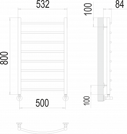 Классик П8 500х800 Полотенцесушитель  TERMINUS Энгельс - фото 3