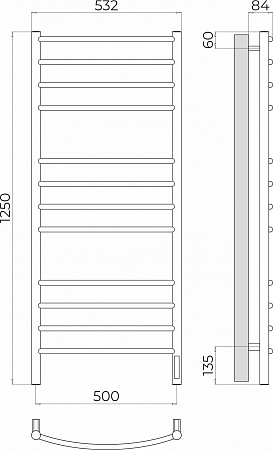 Классик П12 500х1250 Электро (quick touch) Полотенцесушитель TERMINUS Энгельс - фото 3