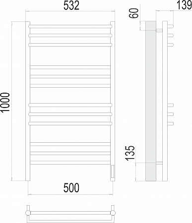 Прато П12 500х1000 электро (sensor quick touch) Полотенцесушитель  TERMINUS Энгельс - фото 3