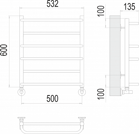 Евромикс П6 500х600 Полотенцесушитель  TERMINUS Энгельс - фото 3