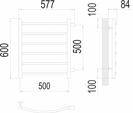 Классик П6 500х600 бп500 Полотенцесушитель  TERMINUS Энгельс - фото 3