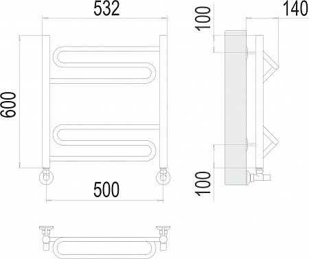 Юпитер П6 500х600 Полотенцесушитель  TERMINUS Энгельс - фото 3