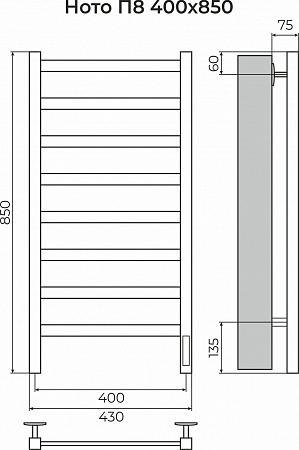 Ното П8 400х850 Электро (quick touch) Полотенцесушитель TERMINUS Энгельс - фото 3