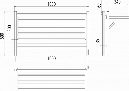 Горизонт П8 1000х600 электро КС ЧЕРНЫЙ МУАР (sensor quick touch) Полотенцесушитель TERMINUS Энгельс - фото 5